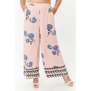 Forever 21 Contemporary Wide Leg Floral Pants Rayon Size S